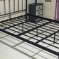 Modern Black Iron Bed with Rectangle Headboard and Metal Legs