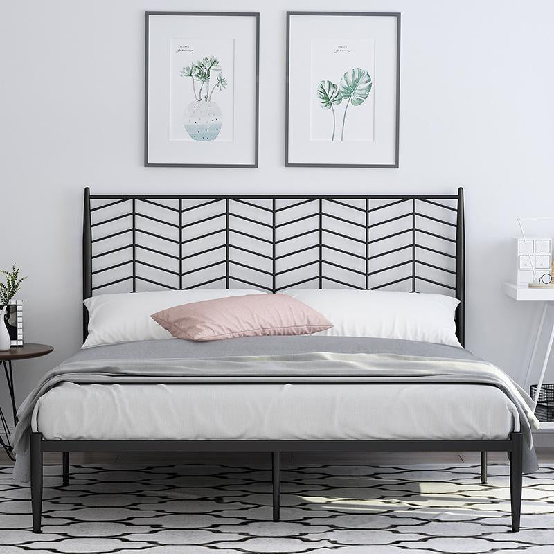 Glam Style Bed with Open-Frame Headboard and Iron Legs 47.24" High