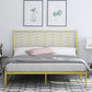 Glam Style Bed with Open-Frame Headboard and Iron Legs 47.24" High