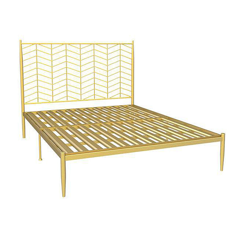 Glam Style Bed with Open-Frame Headboard and Iron Legs 47.24" High