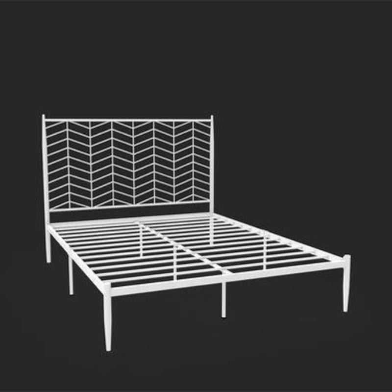 Glam Style Bed with Open-Frame Headboard and Iron Legs 47.24" High