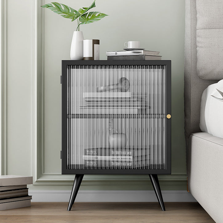 22 "H Buffet contemporain Server en verre porte métallique Metal Frame Buffet Server pour le salon
