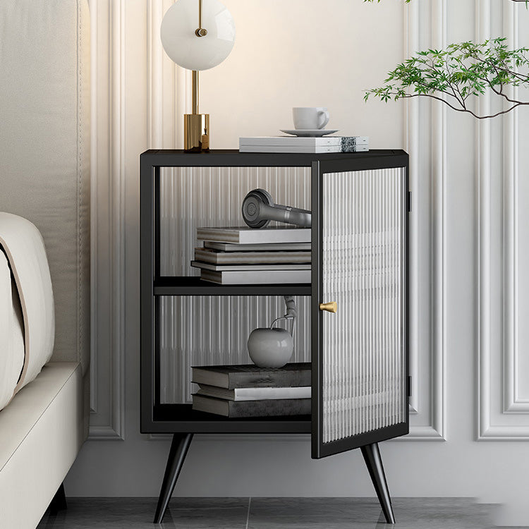 22 "H Buffet contemporain Server en verre porte métallique Metal Frame Buffet Server pour le salon