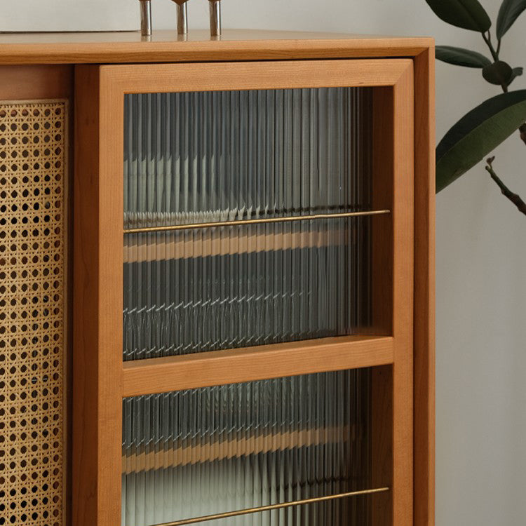 Glijdende glazen deur houten biefbord moderne serverkast met opslag voor eetkamer