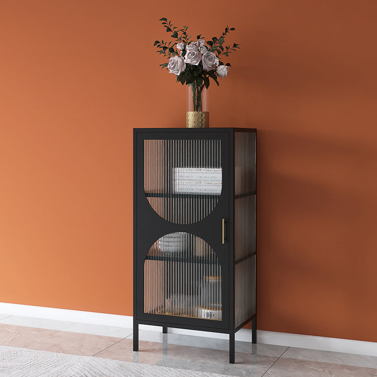 Living Room Minimalism Kitchen Server Glass Door Metal Frame Dining Server Clearhalo 'buffet_sideboard' 'Buffets & Sideboards' 'furn' 'furn_buffet_sideboard' 'Furniture' 'Kitchen & Dining Furniture' 5845163