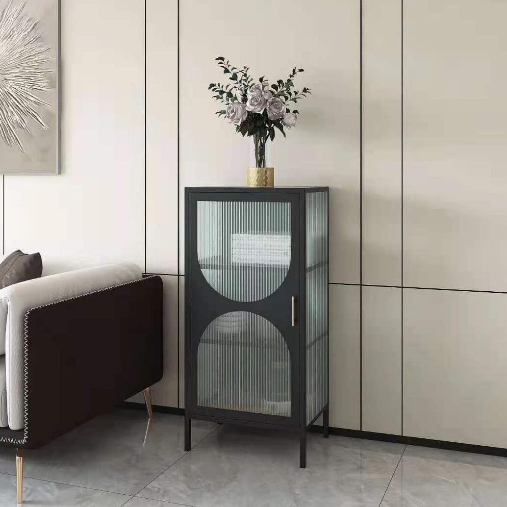 Living Room Minimalism Kitchen Server Glass Door Metal Frame Dining Server Clearhalo 'buffet_sideboard' 'Buffets & Sideboards' 'furn' 'furn_buffet_sideboard' 'Furniture' 'Kitchen & Dining Furniture' 5845164