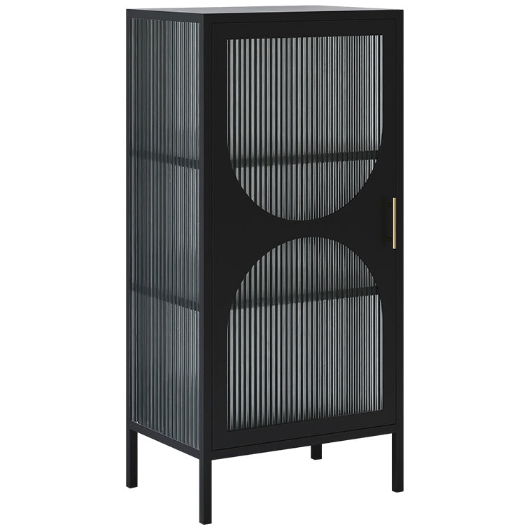 Living Room Minimalism Kitchen Server Glass Door Metal Frame Dining Server 20"L x 14"W x 41"H Clearhalo 'buffet_sideboard' 'Buffets & Sideboards' 'furn' 'furn_buffet_sideboard' 'Furniture' 'Kitchen & Dining Furniture' 5845167