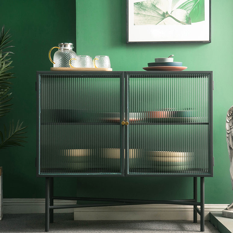 Sala de estar Minimalismo Servidor de buffet Glass 2 puertas Servidor de comedor de marco de metal