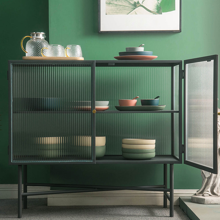 Sala de estar Minimalismo Servidor de buffet Glass 2 puertas Servidor de comedor de marco de metal