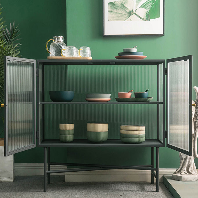 Sala de estar Minimalismo Servidor de buffet Glass 2 puertas Servidor de comedor de marco de metal