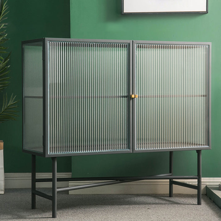 Sala de estar Minimalismo Servidor de buffet Glass 2 puertas Servidor de comedor de marco de metal