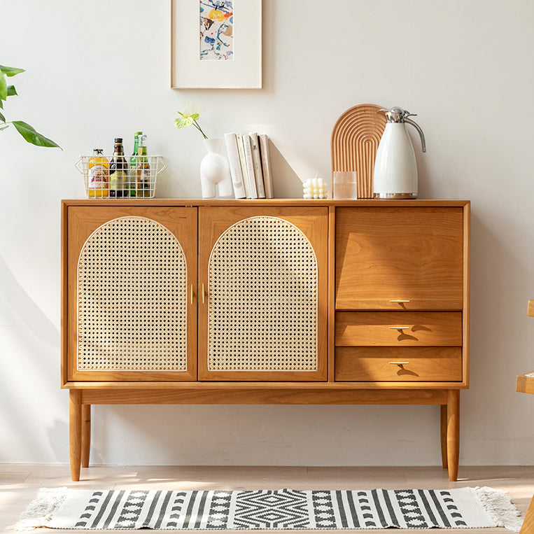 Cajón Pine Wood aparador de estantería ajustable moderna Credenza para sala de estar