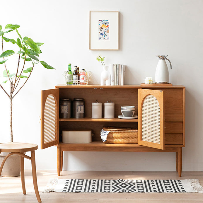 Cajón Pine Wood aparador de estantería ajustable moderna Credenza para sala de estar