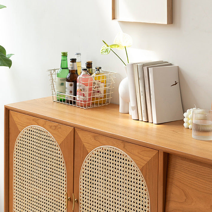 Cajón Pine Wood aparador de estantería ajustable moderna Credenza para sala de estar