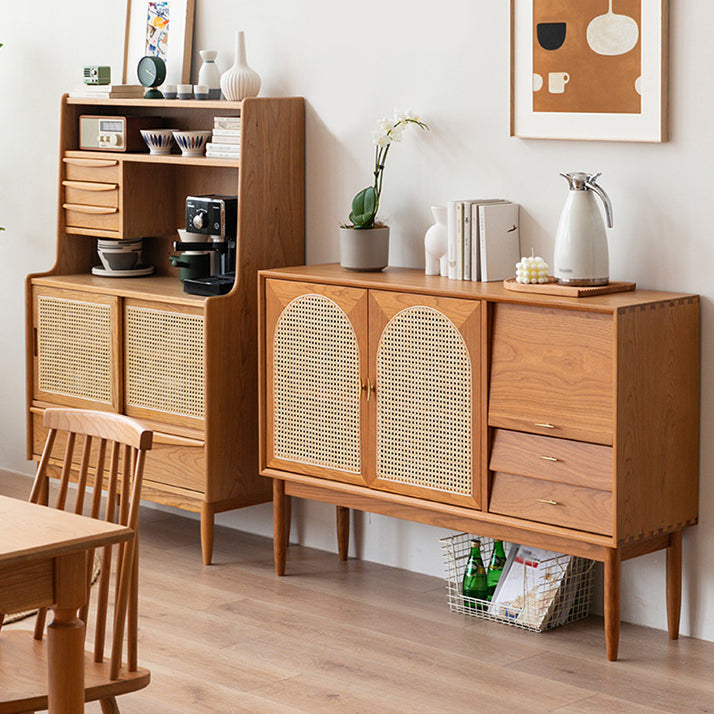 Cajón Pine Wood aparador de estantería ajustable moderna Credenza para sala de estar