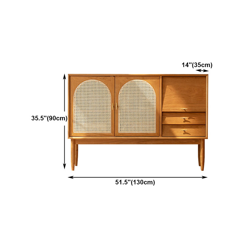 Cajón Pine Wood aparador de estantería ajustable moderna Credenza para sala de estar