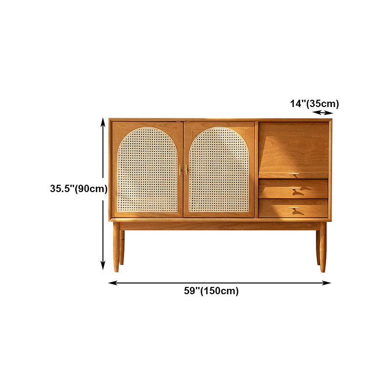 Cajón Pine Wood aparador de estantería ajustable moderna Credenza para sala de estar