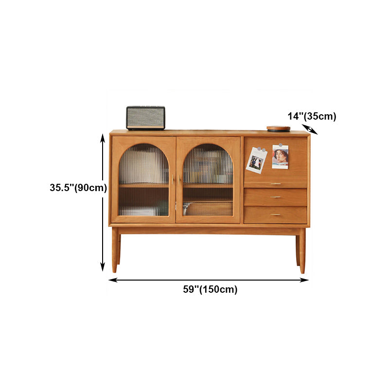 Cajón Pine Wood aparador de estantería ajustable moderna Credenza para sala de estar