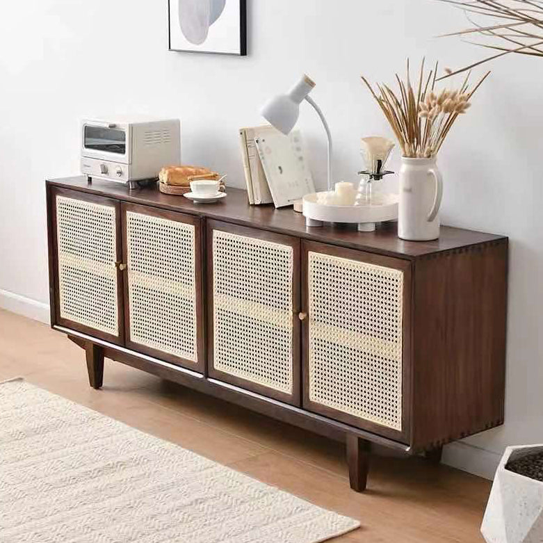 Rattan 4 puertas servidor de buffet de estilo de madera de estilo simple para sala de estar para sala de estar