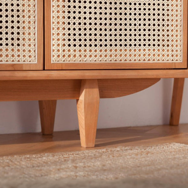 Rattan 4 puertas servidor de buffet de estilo de madera de estilo simple para sala de estar para sala de estar