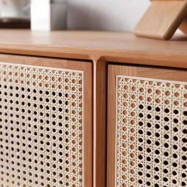 Rattan 4 puertas servidor de buffet de estilo de madera de estilo simple para sala de estar para sala de estar
