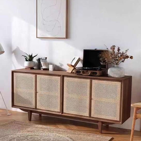 Rattan 4 puertas servidor de buffet de estilo de madera de estilo simple para sala de estar para sala de estar