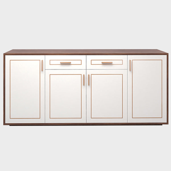 Pinie en bois d'ingénierie blanche étagère réglable moderne crédenza avec tiroir