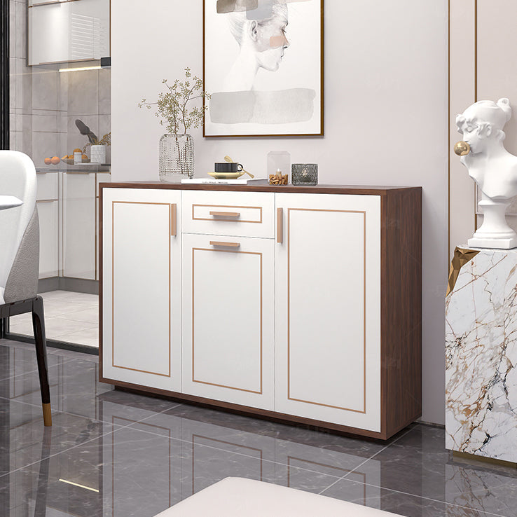 Pinie en bois d'ingénierie blanche étagère réglable moderne crédenza avec tiroir