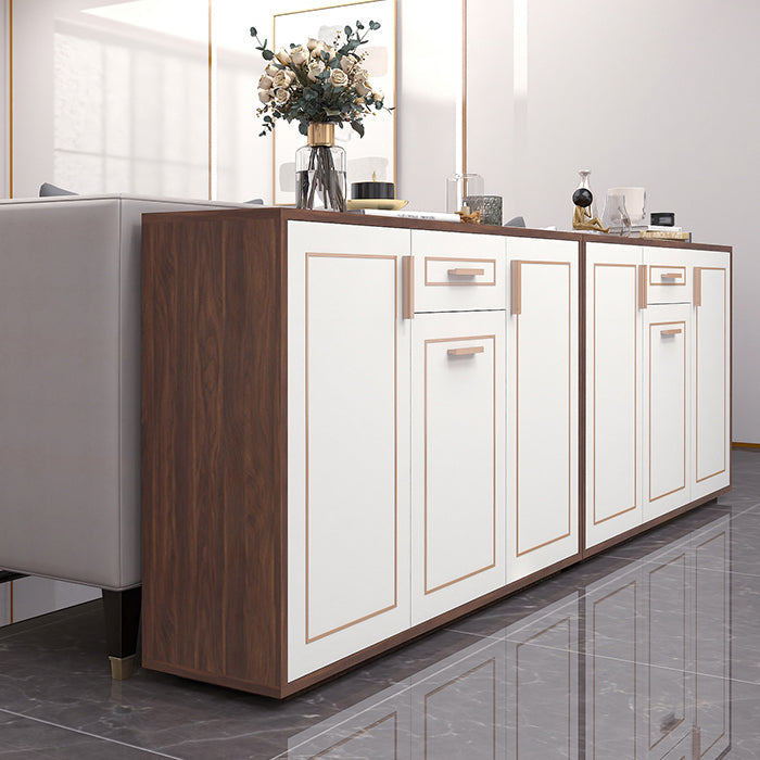 Pinie en bois d'ingénierie blanche étagère réglable moderne crédenza avec tiroir