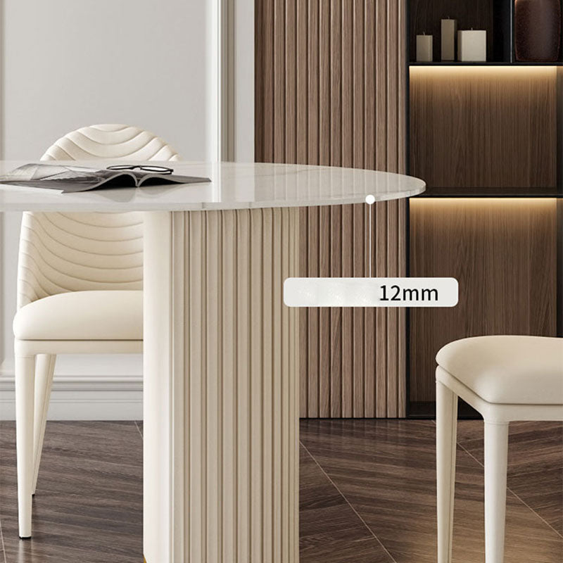 Traditional Luxury Dining Table White Stone Oval Dining Table for Home Clearhalo 'Dining Tables & Seating' 'Dining Tables' 'dining_table' 'furn' 'furn_dining_table' 'Furniture' 'Kitchen & Dining Furniture' 5845443