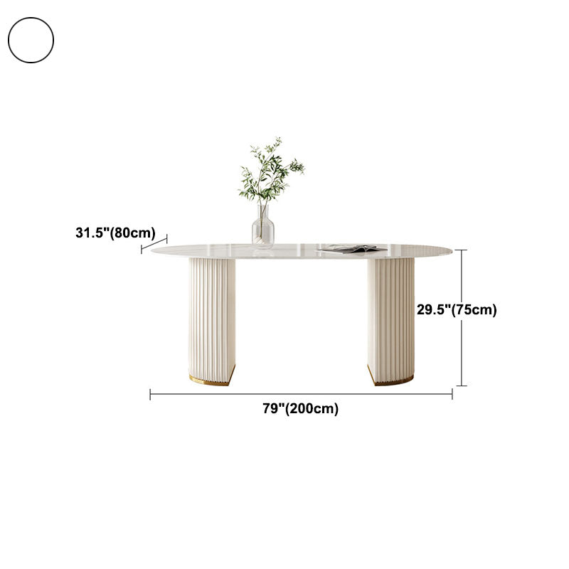 Traditional Luxury Dining Table White Stone Oval Dining Table for Home Clearhalo 'Dining Tables & Seating' 'Dining Tables' 'dining_table' 'furn' 'furn_dining_table' 'Furniture' 'Kitchen & Dining Furniture' 5845452