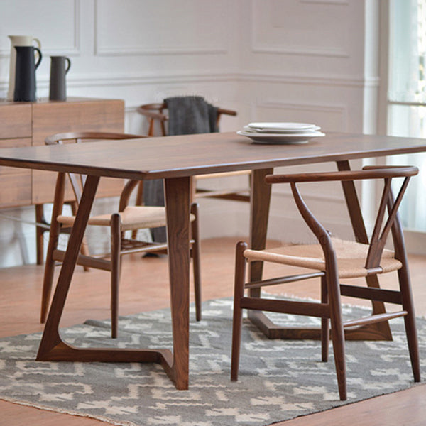 Mesa de doble pedestal rectángulo Mesa de comedor de madera maciza de pino moderno