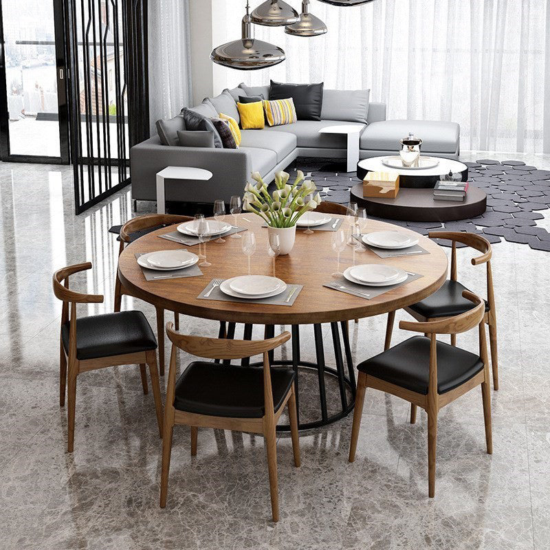 Round Table Contemporary Style Solid Wood Dining Table for Home Kitchen