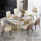 Sintered Stone Top Dining Table Luxury Rectangle Gold Base Home Table 70.9"L x 35.4"W x 29.5"H Without Chairs Clearhalo 'Dining Tables & Seating' 'Dining Tables' 'dining_table' 'furn' 'furn_dining_table' 'Furniture' 'Kitchen & Dining Furniture' 5845607