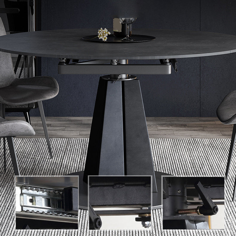 Mesa de pedestal de piedra Mesa de comedor de hoja redonda contemporánea