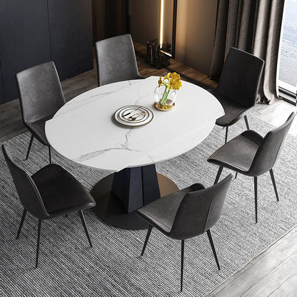 Mesa de pedestal de piedra Mesa de comedor de hoja redonda contemporánea