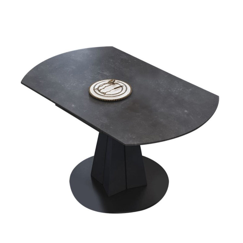 Mesa de pedestal de piedra Mesa de comedor de hoja redonda contemporánea