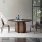 Mesa de pedestal redonda Simplicidad estilo mesa de comedor de madera maciza con plato giratorio