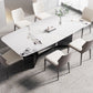 Glass Trestle Base Dining Table Modern Rectangle White Top Dining Room Table 70.9"L x 35.4"W x 29.5"H Without Chairs Clearhalo 'Dining Tables & Seating' 'Dining Tables' 'dining_table' 'furn' 'furn_dining_table' 'Furniture' 'Kitchen & Dining Furniture' 5845700