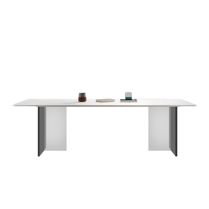 Mesa de comedor moderna con mesa de comedor rectangular de piedra blanca para cocina