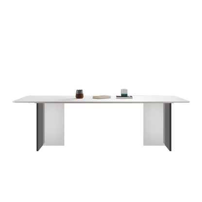 Mesa de comedor moderna con mesa de comedor rectangular de piedra blanca para cocina