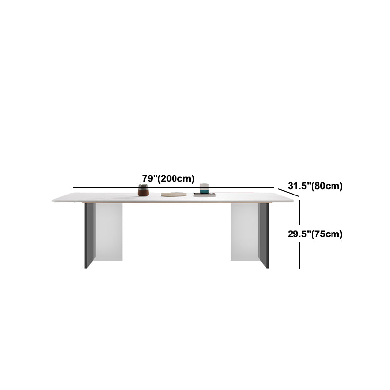 Mesa de comedor moderna con mesa de comedor rectangular de piedra blanca para cocina