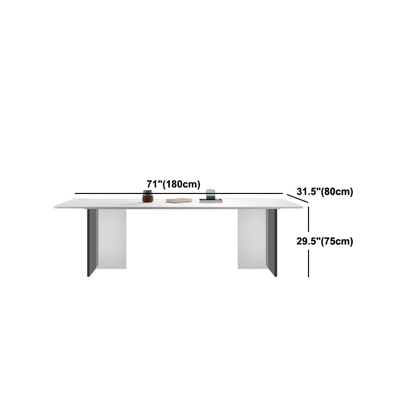Mesa de comedor moderna con mesa de comedor rectangular de piedra blanca para cocina