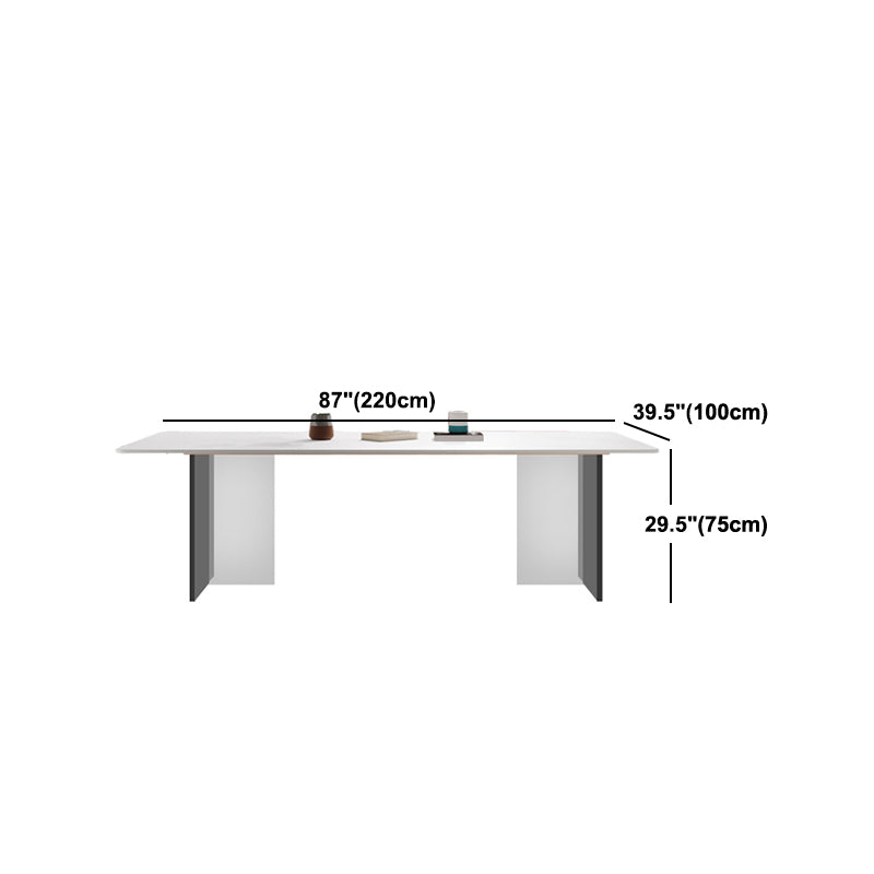 Mesa de comedor moderna con mesa de comedor rectangular de piedra blanca para cocina