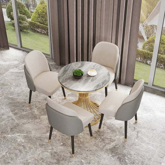 Traditional Luxury Dining Table Sintered Stone Pedestal Table for Dining Room