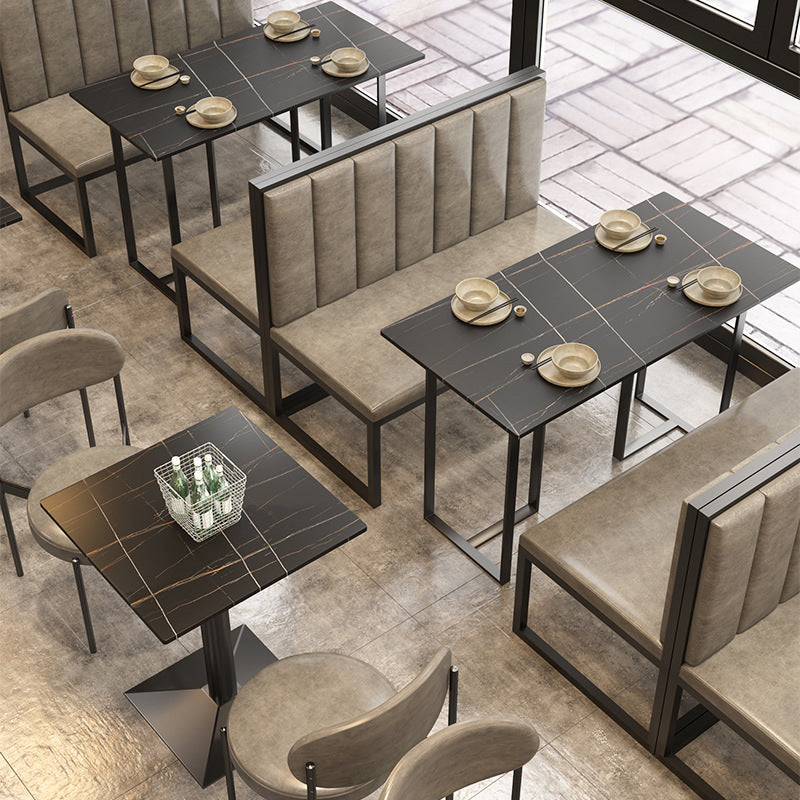 Industrial Iron Dining Table Stone Dining Furniture with Metal Base Clearhalo 'Dining Tables & Seating' 'Dining Tables' 'dining_table' 'furn' 'furn_dining_table' 'Furniture' 'Kitchen & Dining Furniture' 5845739