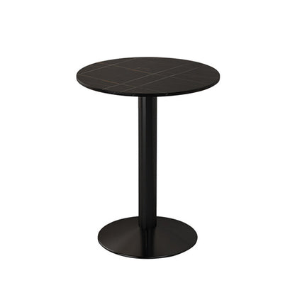 Industrial Iron Dining Table Stone Dining Furniture with Metal Base Round Pedestal Without Chairs Clearhalo 'Dining Tables & Seating' 'Dining Tables' 'dining_table' 'furn' 'furn_dining_table' 'Furniture' 'Kitchen & Dining Furniture' 5845740