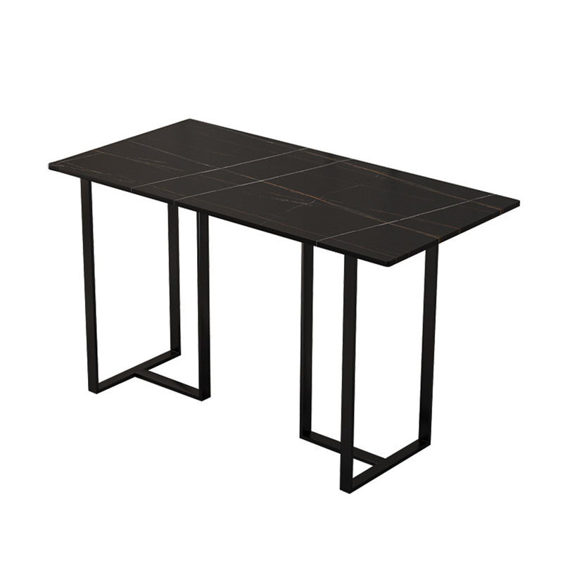 Industrial Iron Dining Table Stone Dining Furniture with Metal Base Rectangle Sled Without Chairs Clearhalo 'Dining Tables & Seating' 'Dining Tables' 'dining_table' 'furn' 'furn_dining_table' 'Furniture' 'Kitchen & Dining Furniture' 5845747