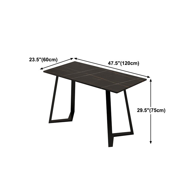 Industrial Iron Dining Table Stone Dining Furniture with Metal Base Clearhalo 'Dining Tables & Seating' 'Dining Tables' 'dining_table' 'furn' 'furn_dining_table' 'Furniture' 'Kitchen & Dining Furniture' 5845758
