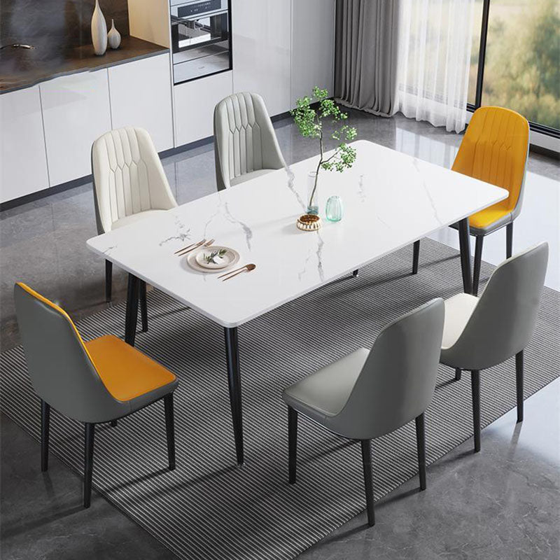 Mesa industrial rectangular de piedra Mesa de comedor de altura estándar con 4 patas